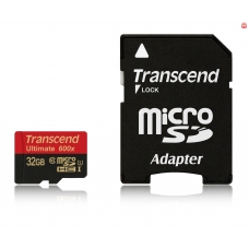 Карта памяти MicroSD 32GB Transcend Class 10 UHS-I 600x Ultimate +SD адаптер (TS32GUSDHC10U1)
