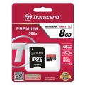 MicroSD  8GB  Transcend Class 10 UHS-I 300x с +SD адаптер