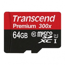 Карта памяти MicroSD 64GB Transcend Class 10 UHS-I + SD адаптер 300x (TS64GUSDU1)