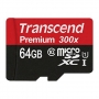 Карта памяти MicroSD 64GB Transcend Class 10 UHS-I + SD адаптер 300x (TS64GUSDU1)
