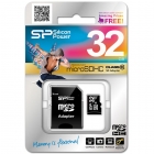 MicroSD 32GB  Silicon Class 10 +SD адаптер