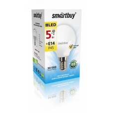 Лампа светодиодная SMART BUY P45-5W-220V-3000K-E14 (глоб, теплый свет) (1/10/50)