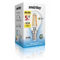 Лампа светодиодная SMART BUY P45-5W-220V-3000K-E14 FIL (глоб, тёплый свет)
