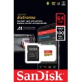 Карта памяти SanDisk Extreme microSDXC Class 10 UHS Class 3 V30 A1 100MB/s 64GB