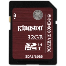 Карта памяти SDHC 32GB  Kingston Class 10 UHS-I U3 (90/80 Mb/s)