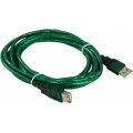Кабель AOPEN USB 2.0 AM - AF, прозрачная зеленая изоляция, 3 м. (1/100)