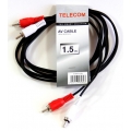 Кабель соединительный TELECOM 2xRCA (M) / 2xRCA (M), чёрный, 1.5 м. (1/250)