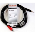 Кабель соединительный TELECOM 3.5 Jack (M) / 2xRCA (M), стерео, аудио, 2 м. (1/250)