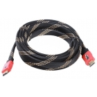 Кабель VCOM HDMI 19M/M, 1.4V, позолоченные контакты, 3 м., плоский, плетеная оболочка (1/40)