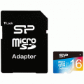 MicroSD 16GB  Silicon  Class10 Superior UHS-I (U3), R/W 90/45 MB/s (с адаптером)