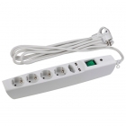 Сетевой фильтр ЭРА SFU-5es-2m-W, 5гнезд+2xUSB