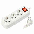 Удлинитель 3 гнезда 5 метра 10А/2,2кВт с выключателем и заземлением ПВС 3х0,75 (SBE-10-3-05-ZS)