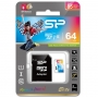 Карта памяти MicroSD 64GB Silicon Class 10 Elite COLORED, R/W 85/15 MB/s + SD адаптер