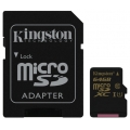 MicroSD 64GB  Kingston Class 10 UHS-I U1  R/W 90/45 MB/s + SD адаптер