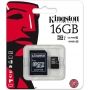 Карта памяти MicroSD 16GB  Kingston Class 10  UHS-I  45 MB/s с адаптером