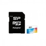 Карта памяти MicroSD 8GB Silicon (SP008GBSTHBU1V20SP) Elite COLORED, R/W 85/15 MB/s + SD адаптер