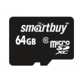 Карта памяти MicroSD 64GB Smart Buy Class 10 + SD адаптер