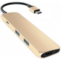Хаб Satechi Slim Aluminum Type-C Multi-Port Adapter (4K HDMI, сквозной порт питания, 2х USB) золото