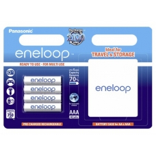 Аккумулятор PANASONIC  R03 eneloop BK-4MCCEC4BE (750mAh) +футляр (4 штуки в блистере)