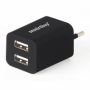 Адаптер сетевой SMARTBUY Soft-touch, чёрное. Сила тока 2.1 А, 2хUSB порт