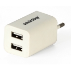 Адаптер сетевой SMARTBUY Soft-touch, серое. Сила тока 2.1 А, 2хUSB порт