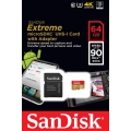 MicroSD 64GB  SanDisk Class 10 Extreme 90MB/s + SD адаптер